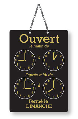 Panneau horaires d'ouverture d'un restaurant midi et soir