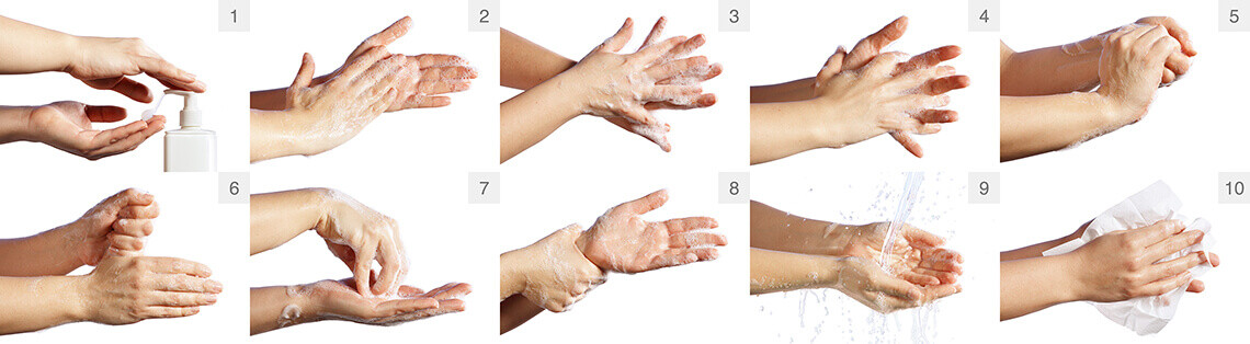 Les 10 étapes d'un lavage complet des mains