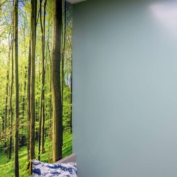 Réalisation crédence cuisine avec Panneau mural décoratif intérieur PVC Satiné Vert "Promenade" Altro Whiterock Satins