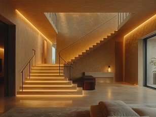 escalier avec lumière tamisée