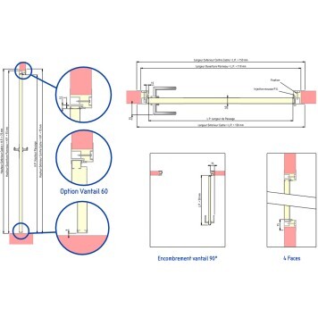 Porte Pivotante de Service Semi Isotherme - schéma information - Ouverture Tirant Droit