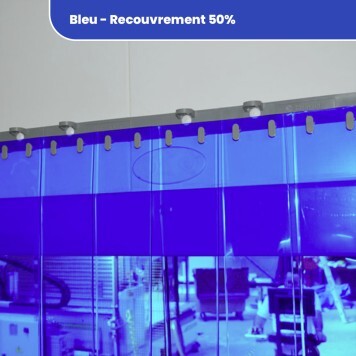 Rideau standard bleu transparent recouvrement 50% 2