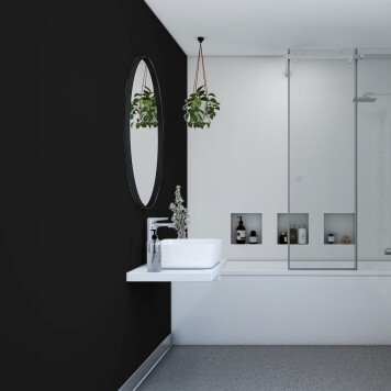 Réalisation crédence cuisine avec Panneau mural décoratif intérieur PVC Satiné Noir "Dakota" Altro Whiterock Satins