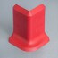 Angle externe rouge pour plinthe PVC à lèvres souples avec bouchons insérés