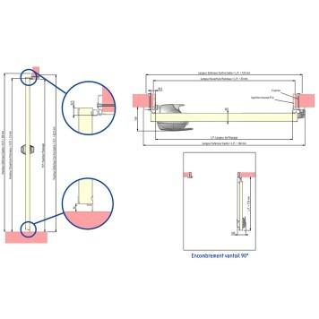Porte Pivotante Economique pour Chambre Froide Positive RAL 9010 - Ouverture Tirant Droit - schéma informations