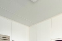 Plaques de lambris collées pour le plafond d'un laboratoire alimentaire