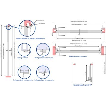Porte pivotante de Service Semi Isotherme Coupe feu 2 sens 30 min schéma informations -  Ouverture Tirant Droit -