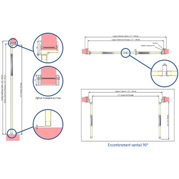 Porte Va et Vient semi isotherme - 2 Vantaux schéma dimensions