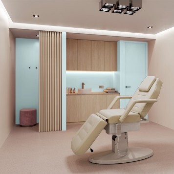 Réalisation paroi salle de bain avec Panneau mural décoratif intérieur PVC Satiné Bleu Jade "Mint" Altro Whiterock Satins