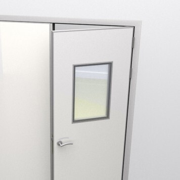 Mise en situation oculus rectangulaire 600 x 400 mm intégré à une Porte