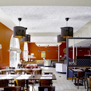 Faux plafond acoustique avec dalles LED
