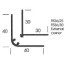 Baguette d'angle externe (sortant) PVC bleu ozone  40 mm x 40 mm en 2 parties ALTRO pour panneaux muraux épaisseur 2,5 mm - Plan Section