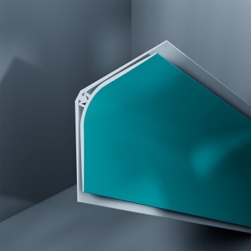 Congé d'angle interne PVC bleu canard vibrance 30 mm x 30 mm en 2 parties Altro pour habillage angle panneaux muraux épaisseur 2,5 mm