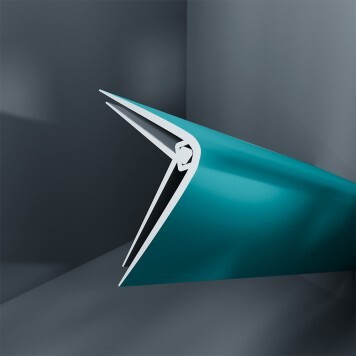 Baguette d'angle externe (sortant) PVC bleu canard vibrance 40 mm x 40 mm en 2 parties ALTRO pour panneaux muraux épaisseur 2,5 mm