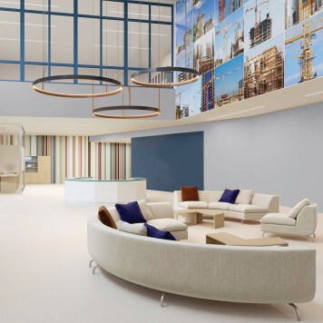 Réalisation cabinet médical avec Panneau mural décoratif intérieur PVC Satiné Gris "Echo" Altro Whiterock Satins