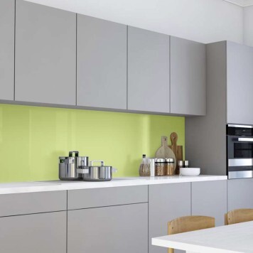 Crédence cuisine avec panneau mural décoratif brillant vert pistache "Eau de Chic" Altro Whiterock Chameleon
