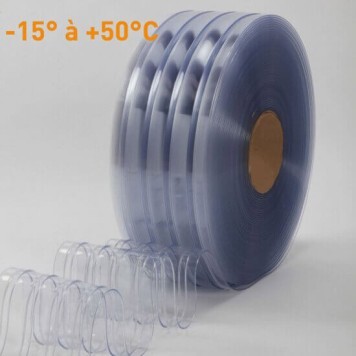 Rouleau 50m lanière PVC Standard nervuré azuré bleu 200mm x 6mm - Température -15°C à +50°C