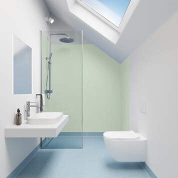 Réalisation cabinet médical avec Panneau mural décoratif intérieur PVC Satiné Vert "Serenity" Altro Whiterock Satins