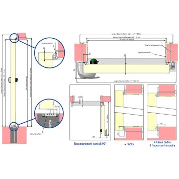 Porte Pivotante pour Chambre Froide Négative RAL 9010 - Ouverture Tirant Droit - schéma informations