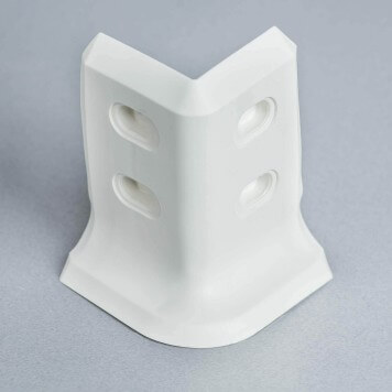 Angle externe blanc pour plinthe PVC à lèvres souples sans bouchons