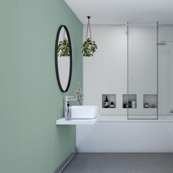 Réalisation cabinet médical avec Panneau mural décoratif intérieur PVC Satiné Vert "Promenade" Altro Whiterock Satins