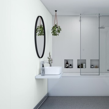 Réalisation parois de douche avec Panneau mural décoratif intérieur PVC Satiné Vert blanc "Seofam" Altro Whiterock Satins