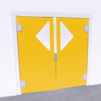 Porte Va et Vient polyéthylène jaune 2 Vantaux