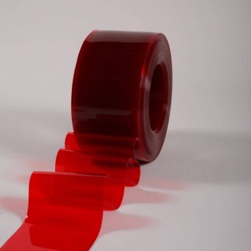 Rouleau 50m lanière PVC Standard rouge transparent 200mm x 2mm