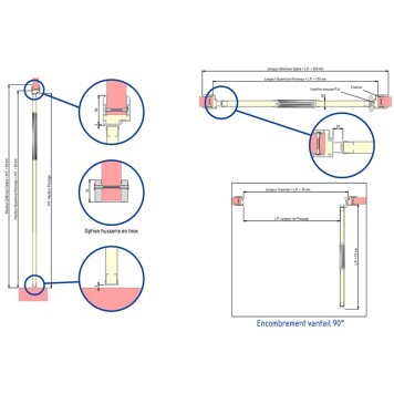 Porte Va et Vient semi isotherme - 1 Vantail schéma dimensions