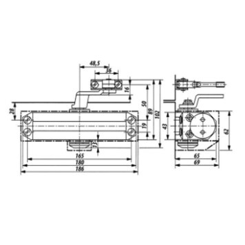 Ferme-porte TS77 avec bras compas schéma