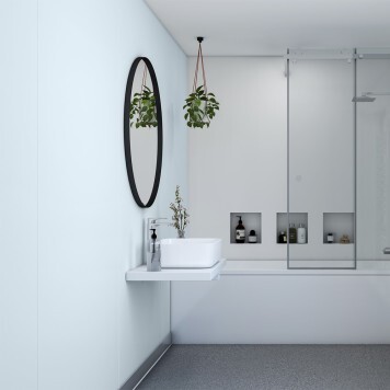 Réalisation crédence cuisine avec Panneau mural décoratif intérieur PVC Satiné Blanc "Ice" Altro Whiterock Satins