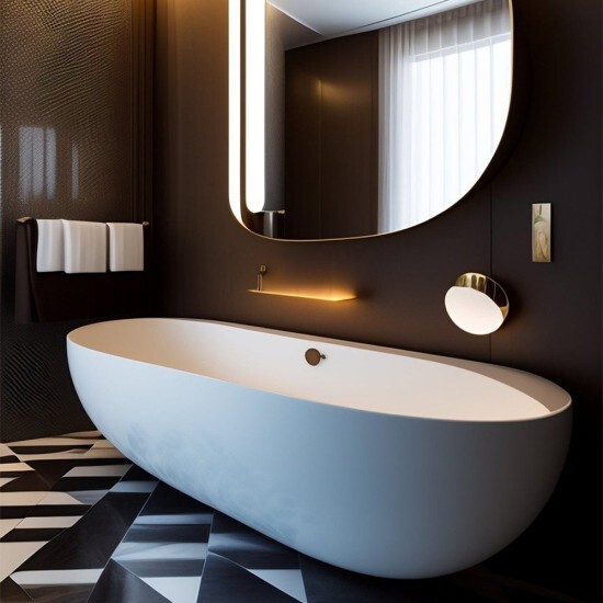 baignoire dans salle de bain noire