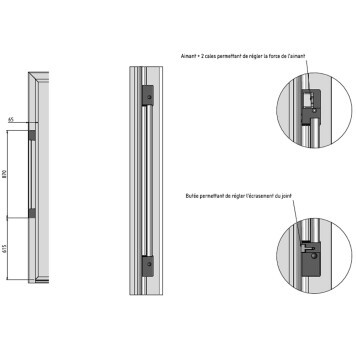 fermeture 1/4 tour 821 HP avec décondamnation intégrée à une Porte pour Chambre Froide Positive schéma