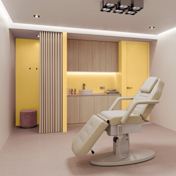 Réalisation parois de douche avec Panneau mural décoratif intérieur PVC Satiné Jaune "Honeydew" Altro Whiterock Satins