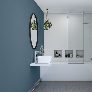 Réalisation cabinet médical avec Panneau mural décoratif intérieur PVC Satiné Bleu "Twilight" Altro Whiterock Satins