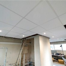 rénovation d'un faux plafond avec dalles blanches