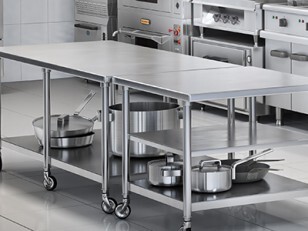 Plan de travail en inox pour cuisine pro