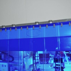 Rideau à lanières PVC Standard bleu transparent -  Recouvrement 100%