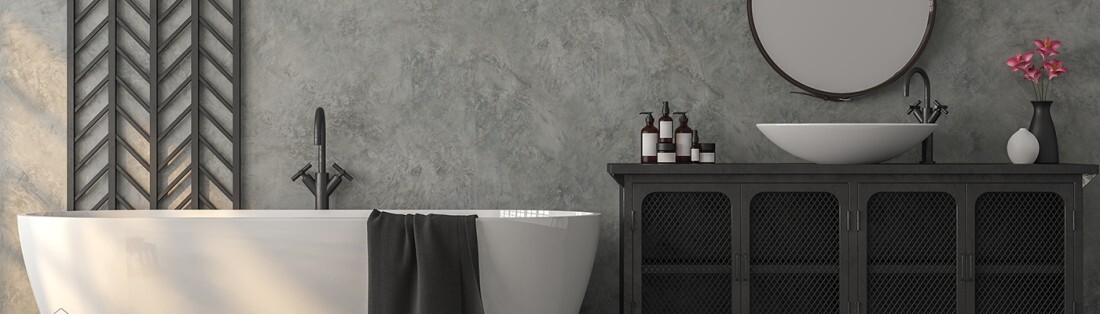 salle de bain mur en béton gris