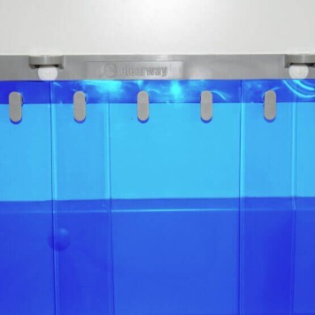 Zoom rideau standard transparent bleu recouvrement 50%