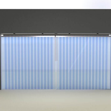 Rideau a lanieres PVC coulissant double rail
