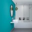 Réalisation crédence cuisine avec Panneau mural décoratif intérieur PVC Satiné Bleu Jade "Vibrance" Altro Whiterock Satins
