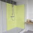 Réalisation parois de douche avec panneau mural décoratif brillant vert pistache "Eau de Chic" Altro Whiterock Chameleon