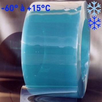 Rouleau 50m lanière PVC Super Grand Froid azuré vert 200mm x 2mm - Température -60°C à +15°C