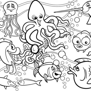 Visuel Panneau mural PVC fresque murale à colorier effaçable à sec Motif Monde Sous-Marin pour enfants