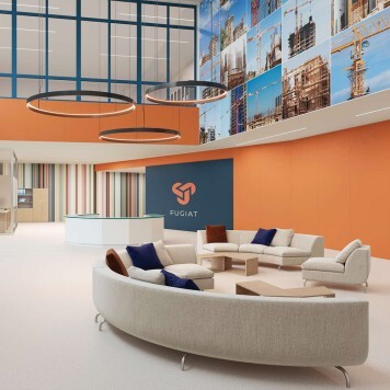 Réalisation parois de douche avec Panneau mural décoratif intérieur PVC Satiné Orange "Bergamot" Altro Whiterock Satins