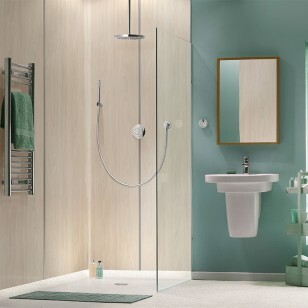 salle de bain douche bois clair
